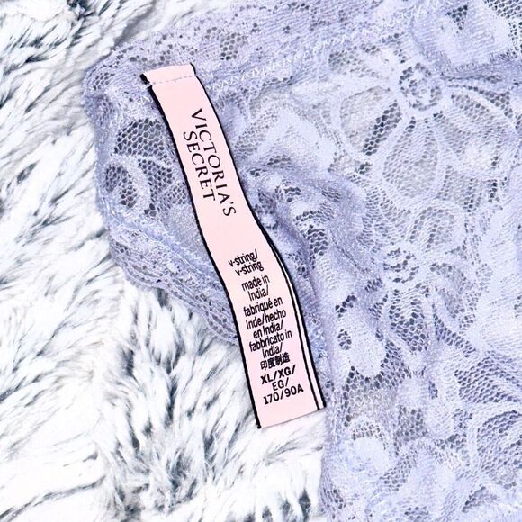 NWOT (XL) Victoria’s Secret Dream Lace V-String Thong Panty Sheer Lavender - Picture 5 of 8